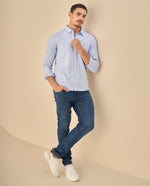 Camisa Clásica con Logo Bordado - Azul