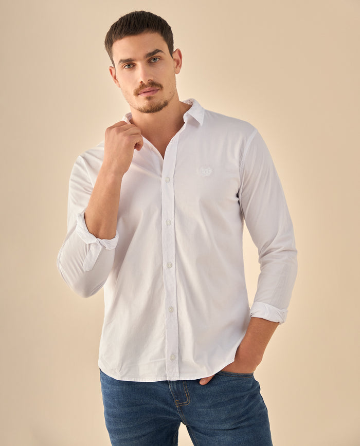 Camisa Clásica con Logo Bordado - Blanco 34_315G300_BLA114001_0