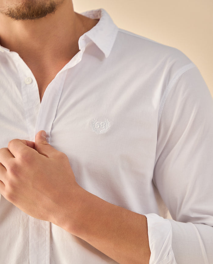 Camisa Clásica con Logo Bordado - Blanco 34_315G300_BLA114001_3