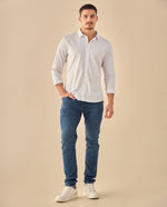Camisa Clásica con Logo Bordado - Blanco