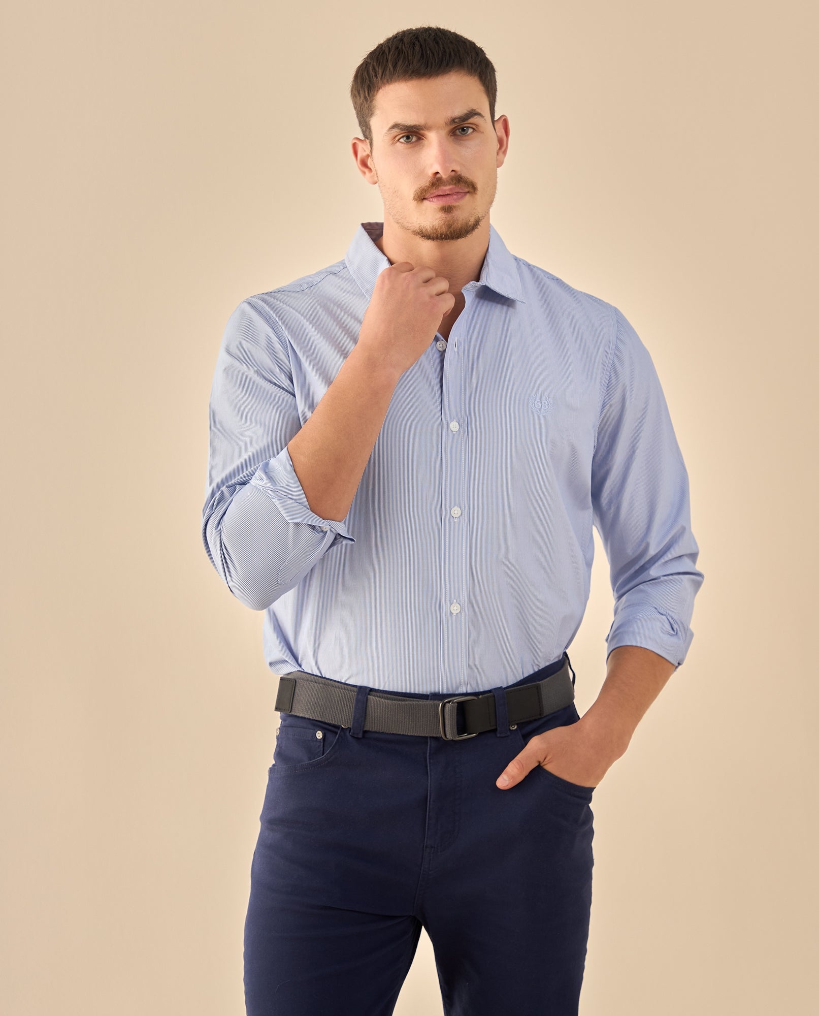Camisa con Micro Rayas Premium - Blanco 34_315G302_BLA114001_0