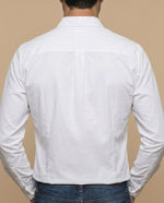 Camisa slim fit manga larga con bordado de laurel para hombre - Blanco