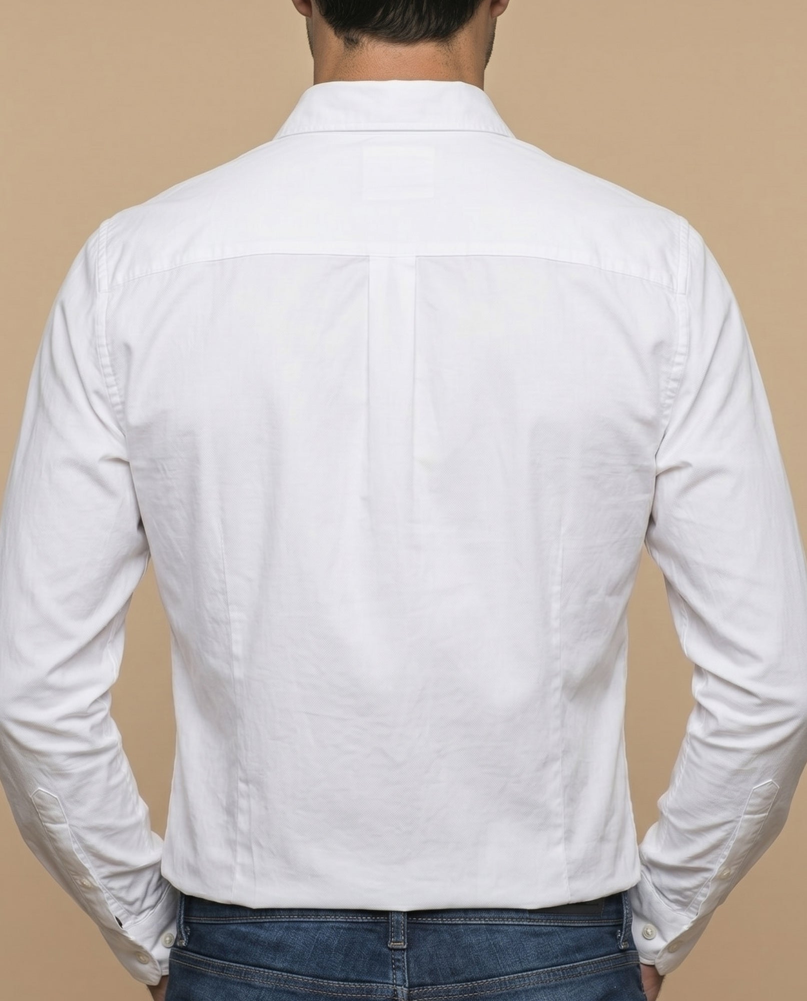 Camisa slim fit manga larga con bordado de laurel para hombre - Blanco 34_315G304_BLA110601_4