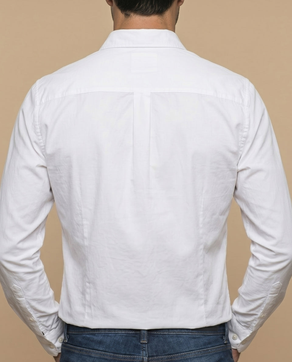 Camisa slim fit manga larga con bordado de laurel para hombre - Blanco 34_315G304_BLA110601_4