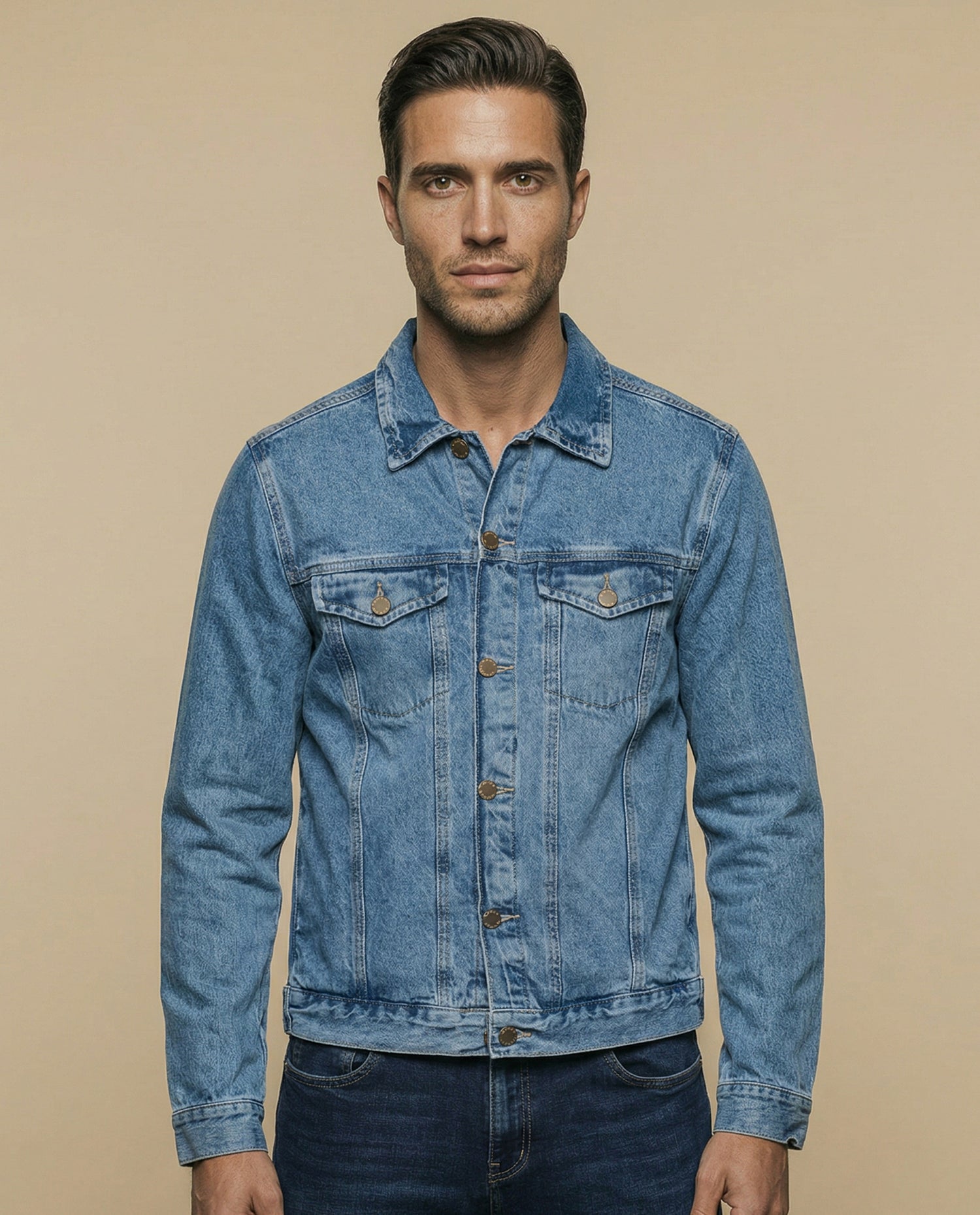 Chaqueta de denim con bolsillos frontales - Azul