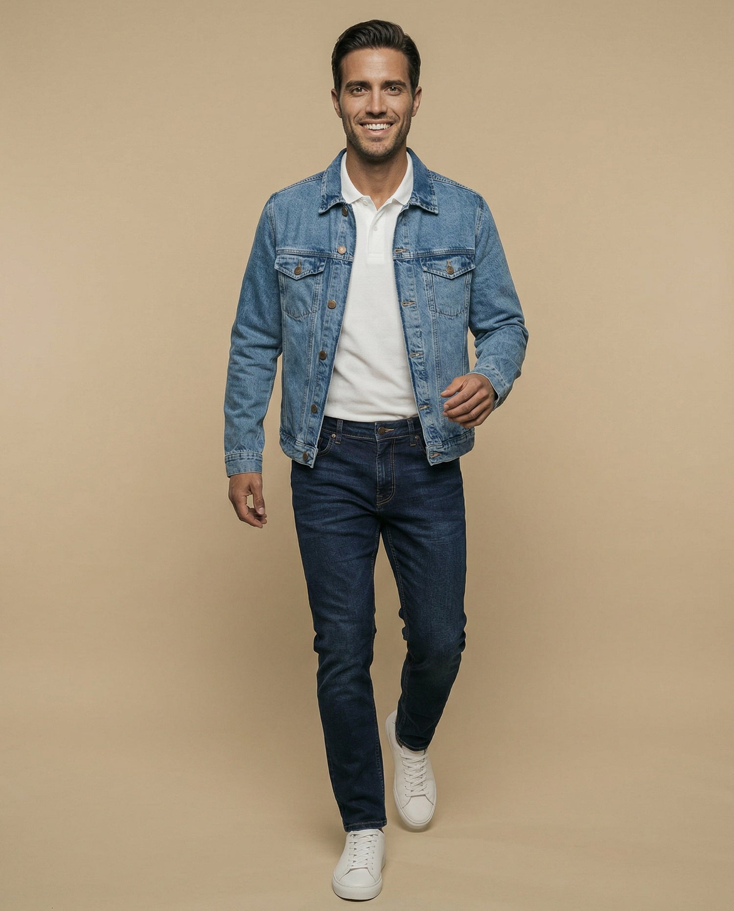 Chaqueta de denim con bolsillos frontales - Azul