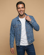 Chaqueta de denim con bolsillos frontales - Azul
