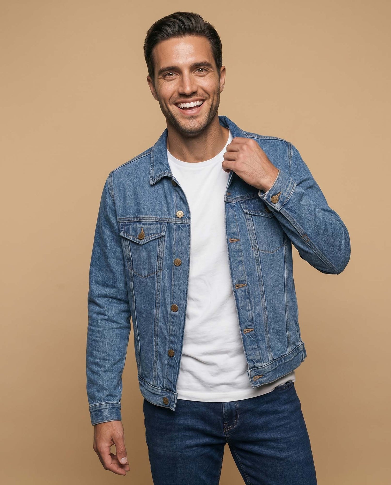 Chaqueta de denim con bolsillos frontales - Azul