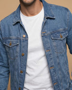 Chaqueta de denim con bolsillos frontales - Azul