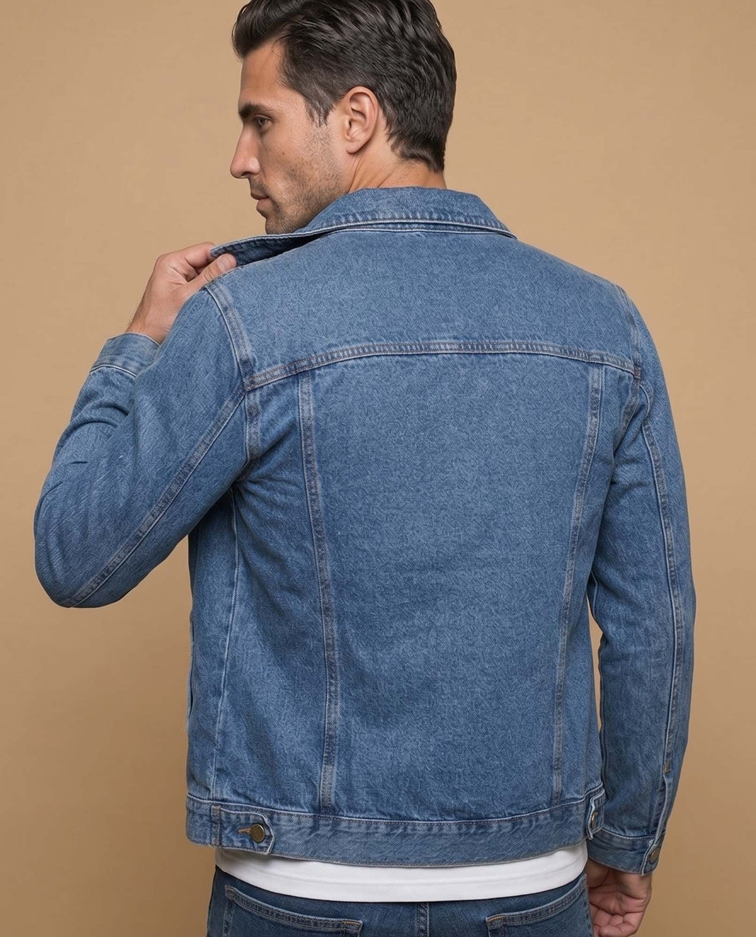 Chaqueta de denim con bolsillos frontales - Azul