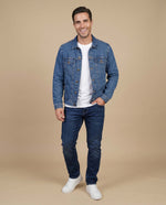 Chaqueta de denim con bolsillos frontales - Azul