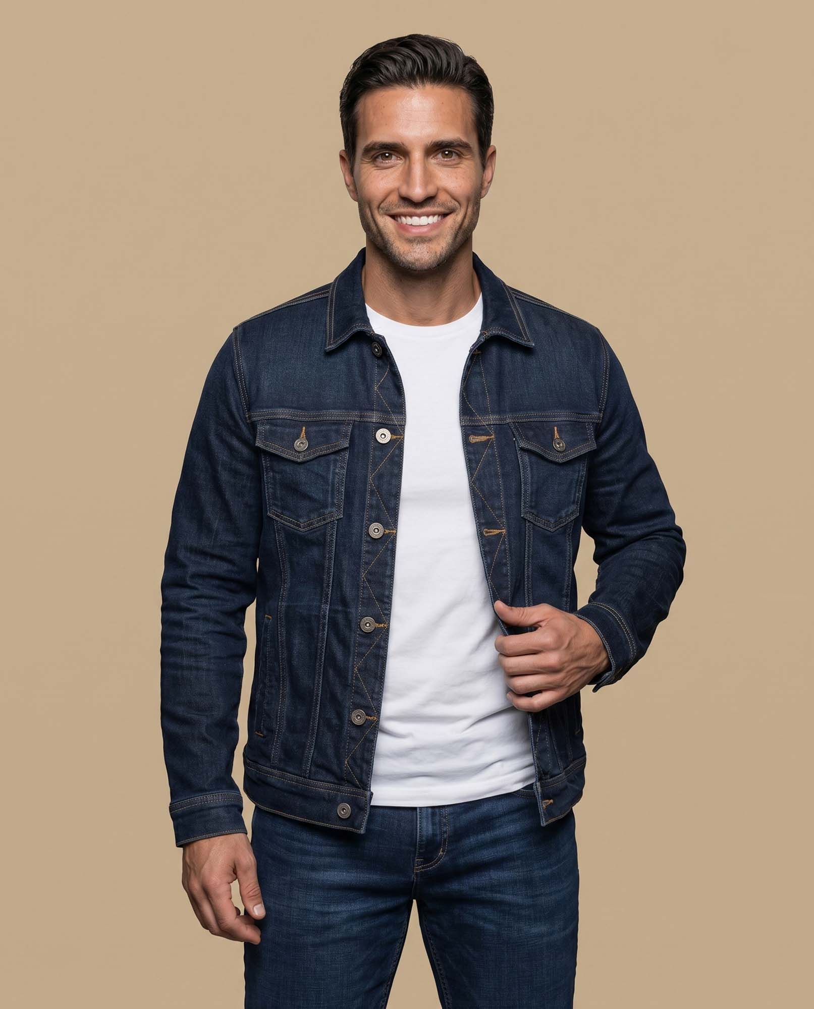 Chaqueta vaquera tipo trucker con bolsillos de parche para hombre - Azul 34_325E304_AZUA03694_0