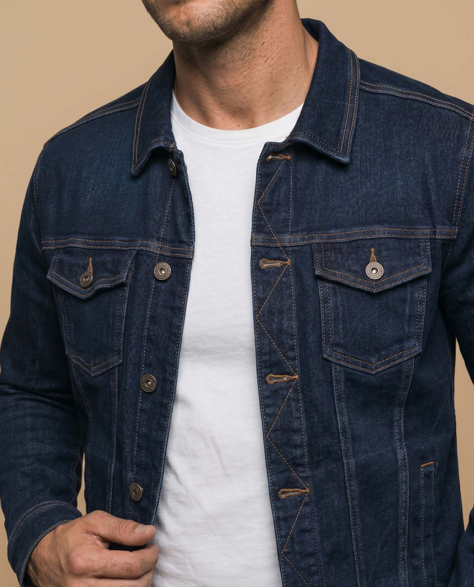 Chaqueta vaquera tipo trucker con bolsillos de parche para hombre - Azul 34_325E304_AZUA03694_3