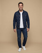 Chaqueta vaquera tipo trucker con bolsillos de parche para hombre - Azul
