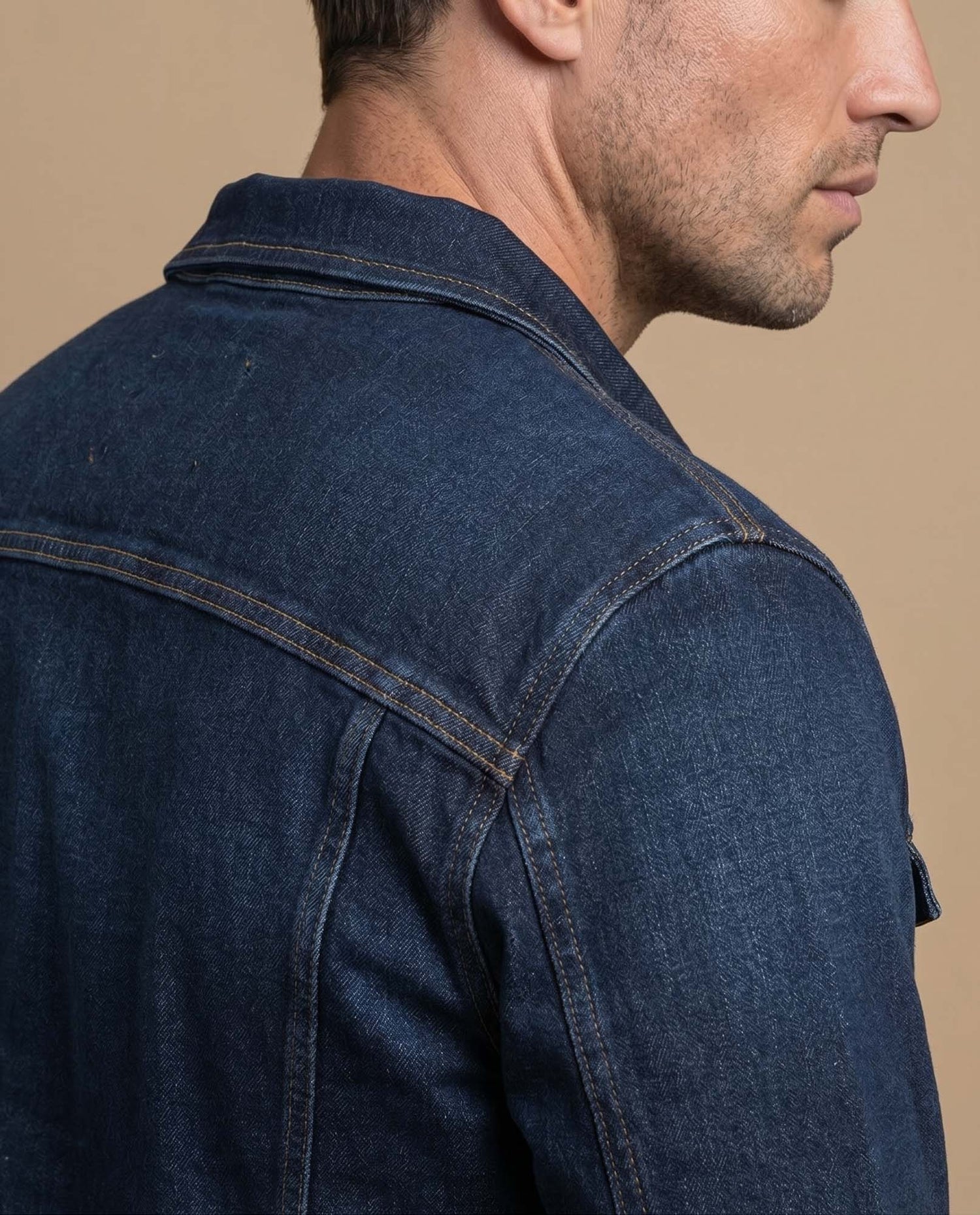 Chaqueta vaquera tipo trucker con bolsillos de parche para hombre - Azul