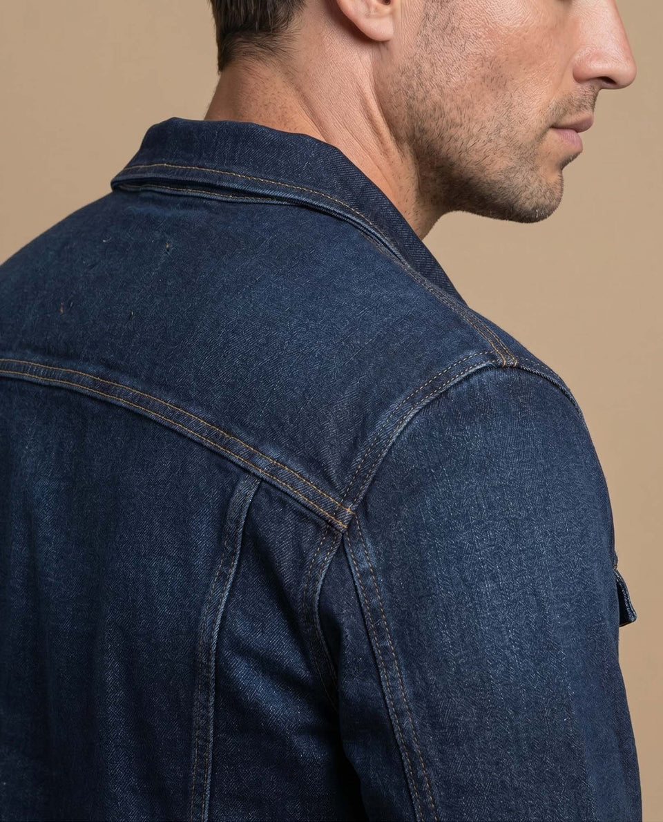 Chaqueta vaquera tipo trucker con bolsillos de parche para hombre - Azul 34_325E304_AZUA03694_6