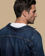 Chaqueta vaquera tipo trucker con bolsillos de parche para hombre - Azul