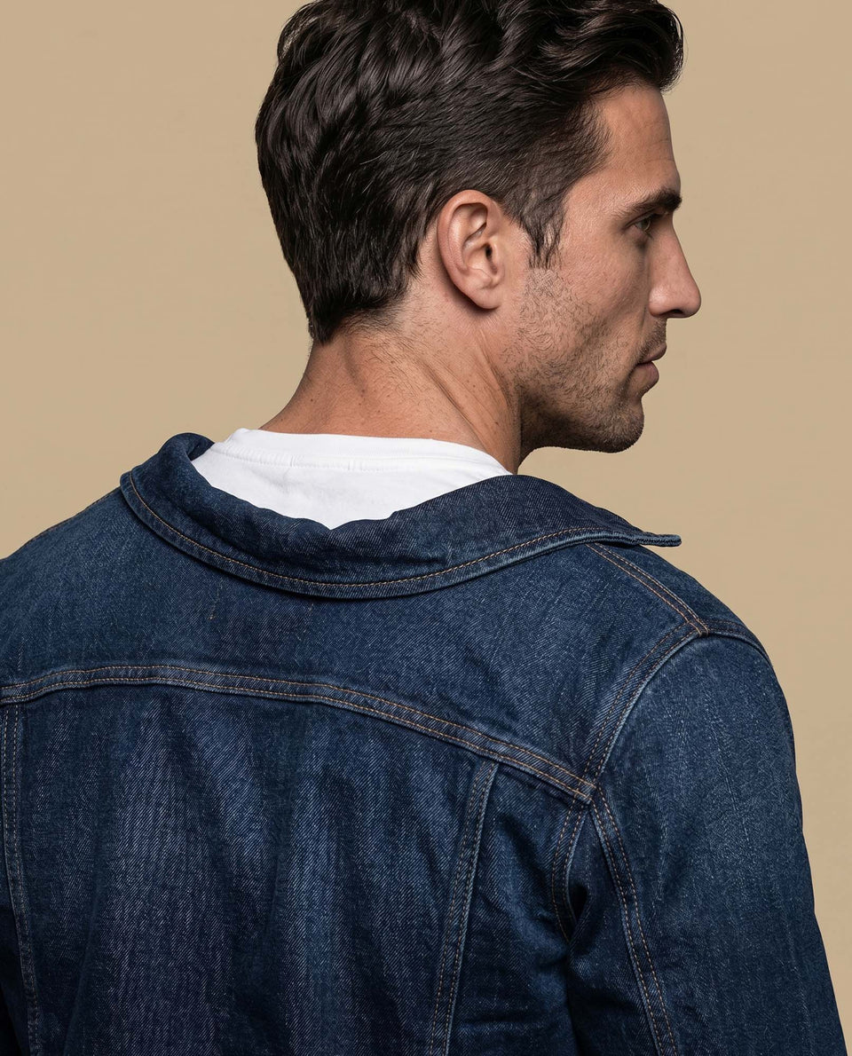 Chaqueta vaquera tipo trucker con bolsillos de parche para hombre - Azul 34_325E304_AZUA03694_7