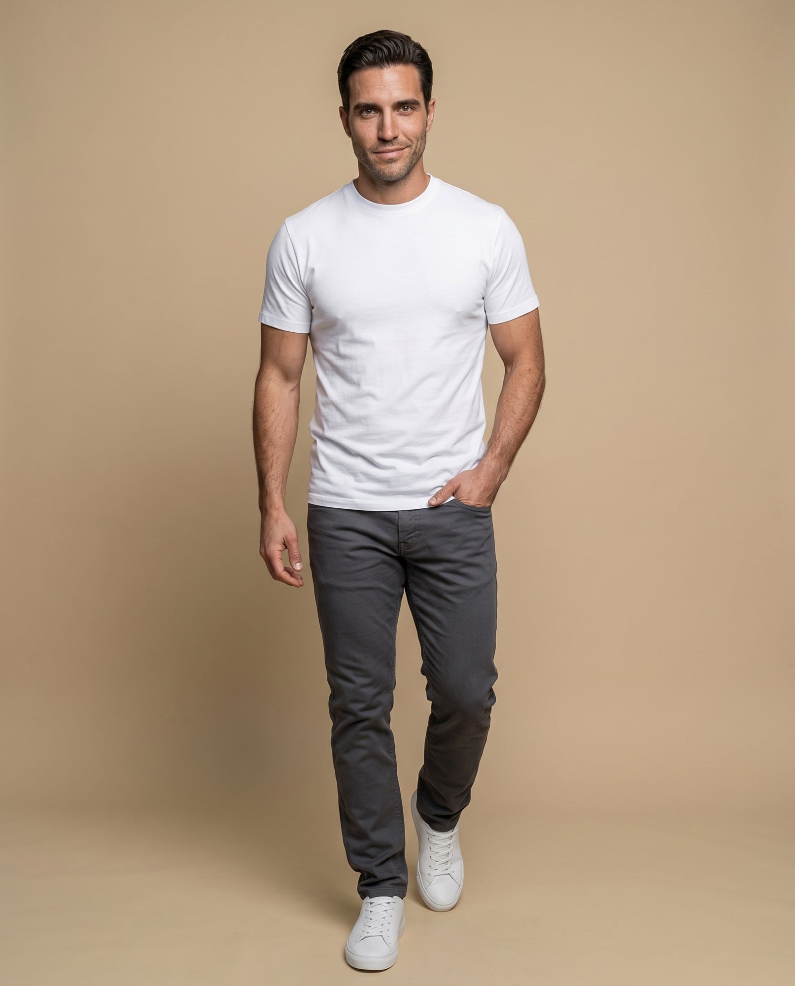 Pantalón Slim Hombre Algodón - Gris 34_335E300_GRI180510_0
