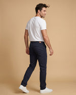 Pantalón recto algodón stretch - Azul