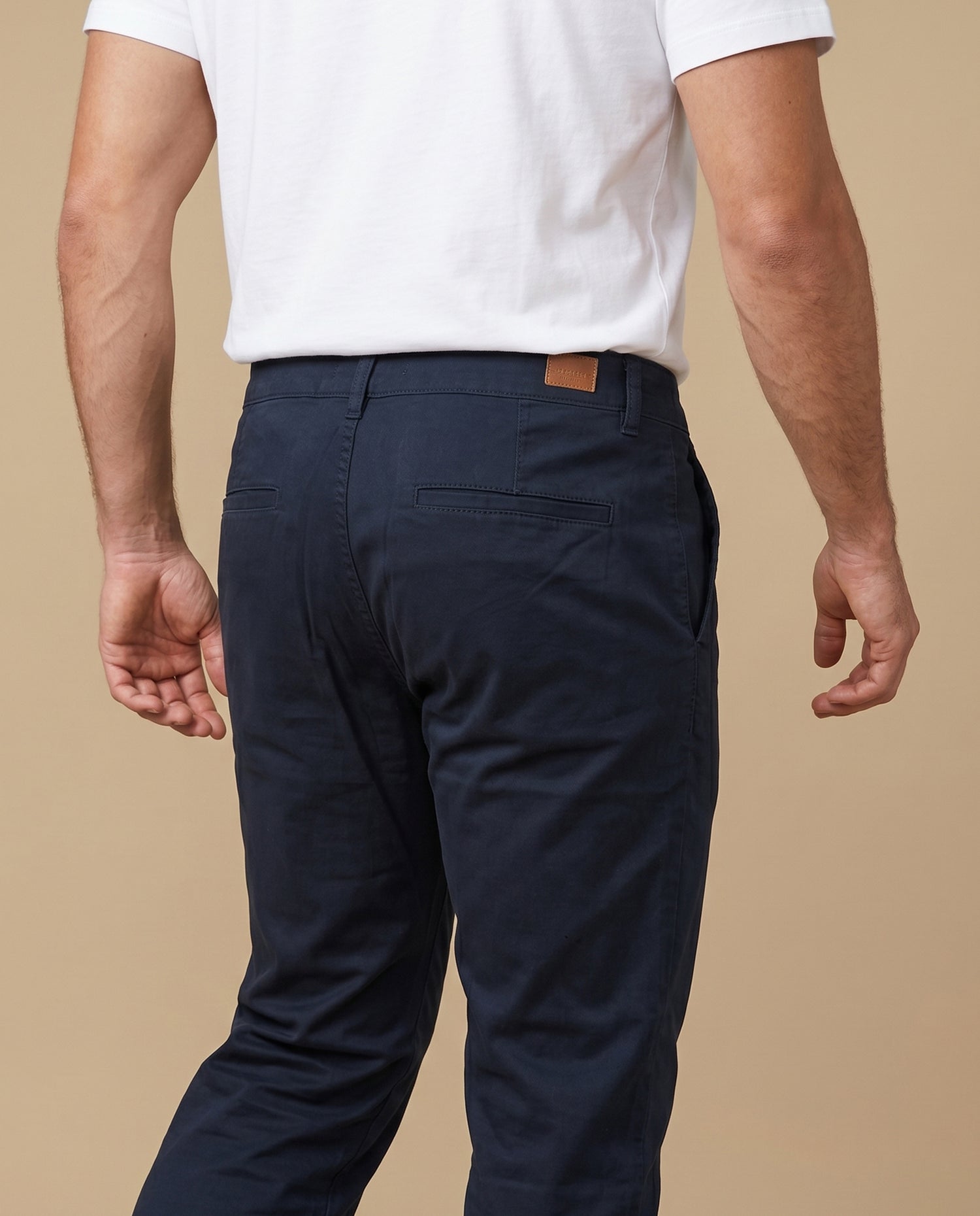 Pantalón recto algodón stretch - Azul