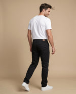 Pantalón recto algodón stretch - Negro
