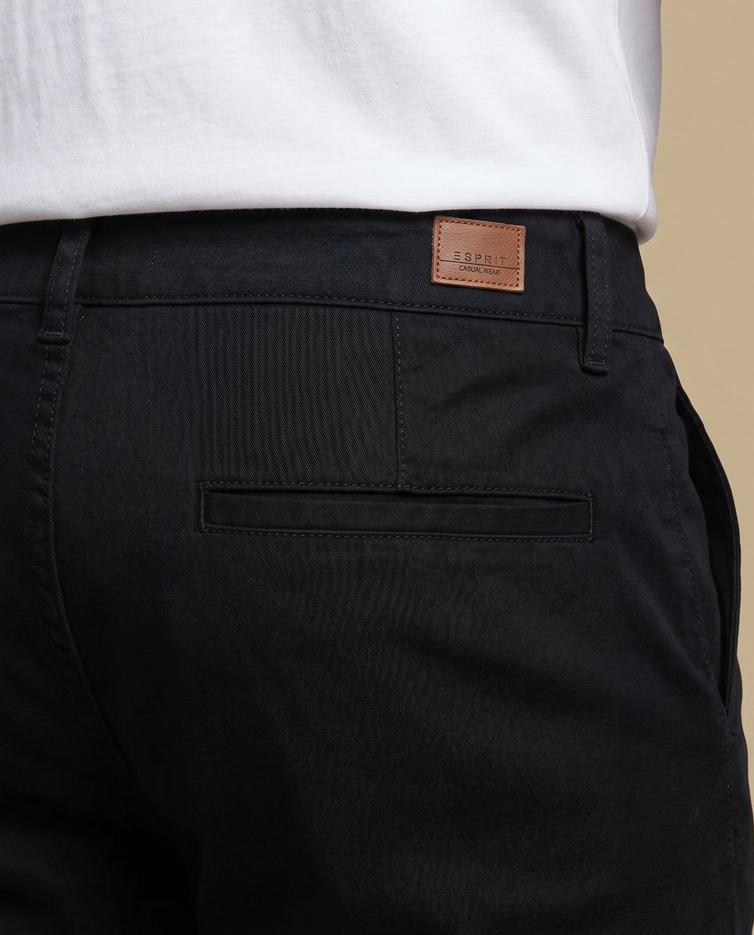 Pantalón recto algodón stretch - Negro