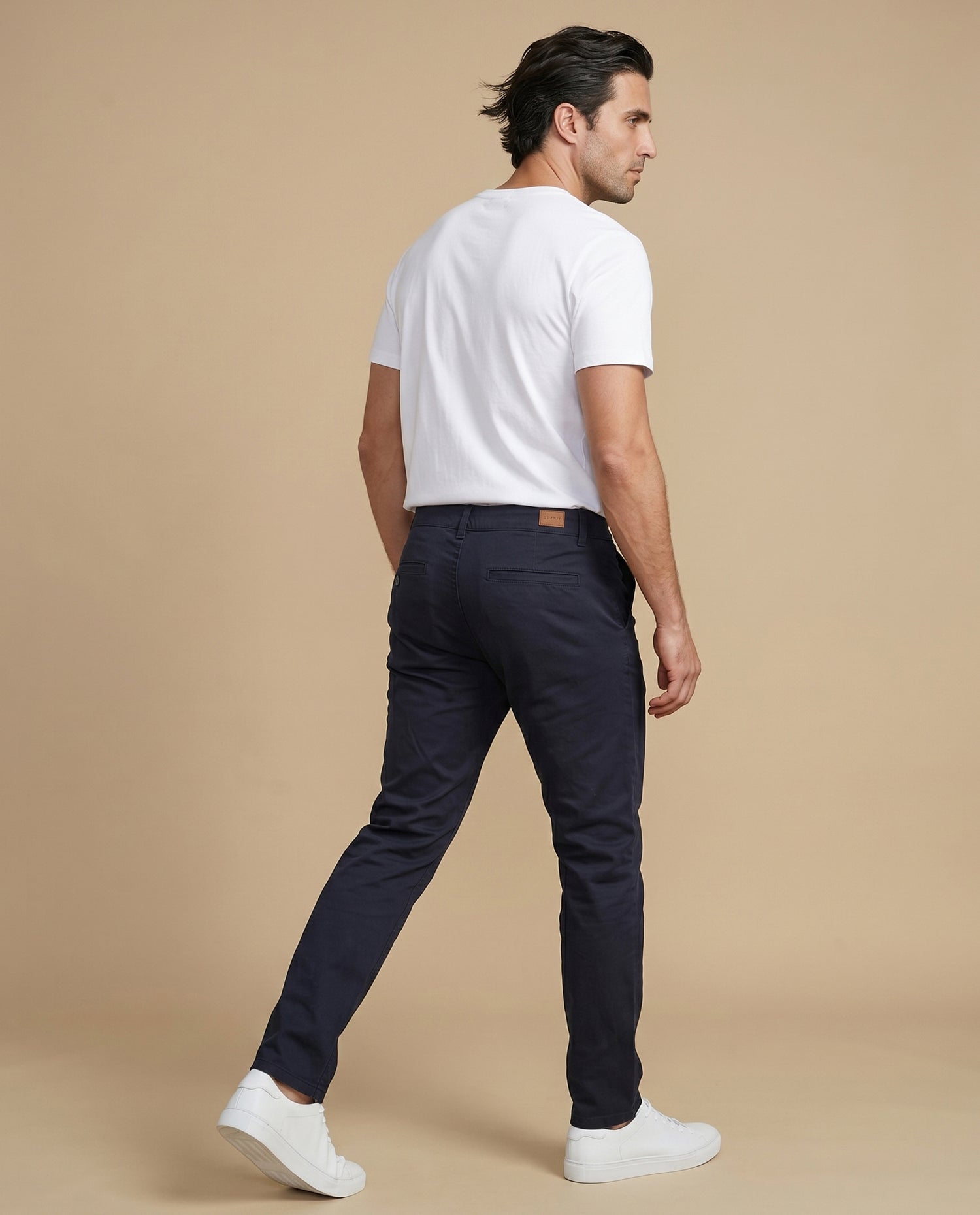 Pantalón slim algodón stretch - Azul