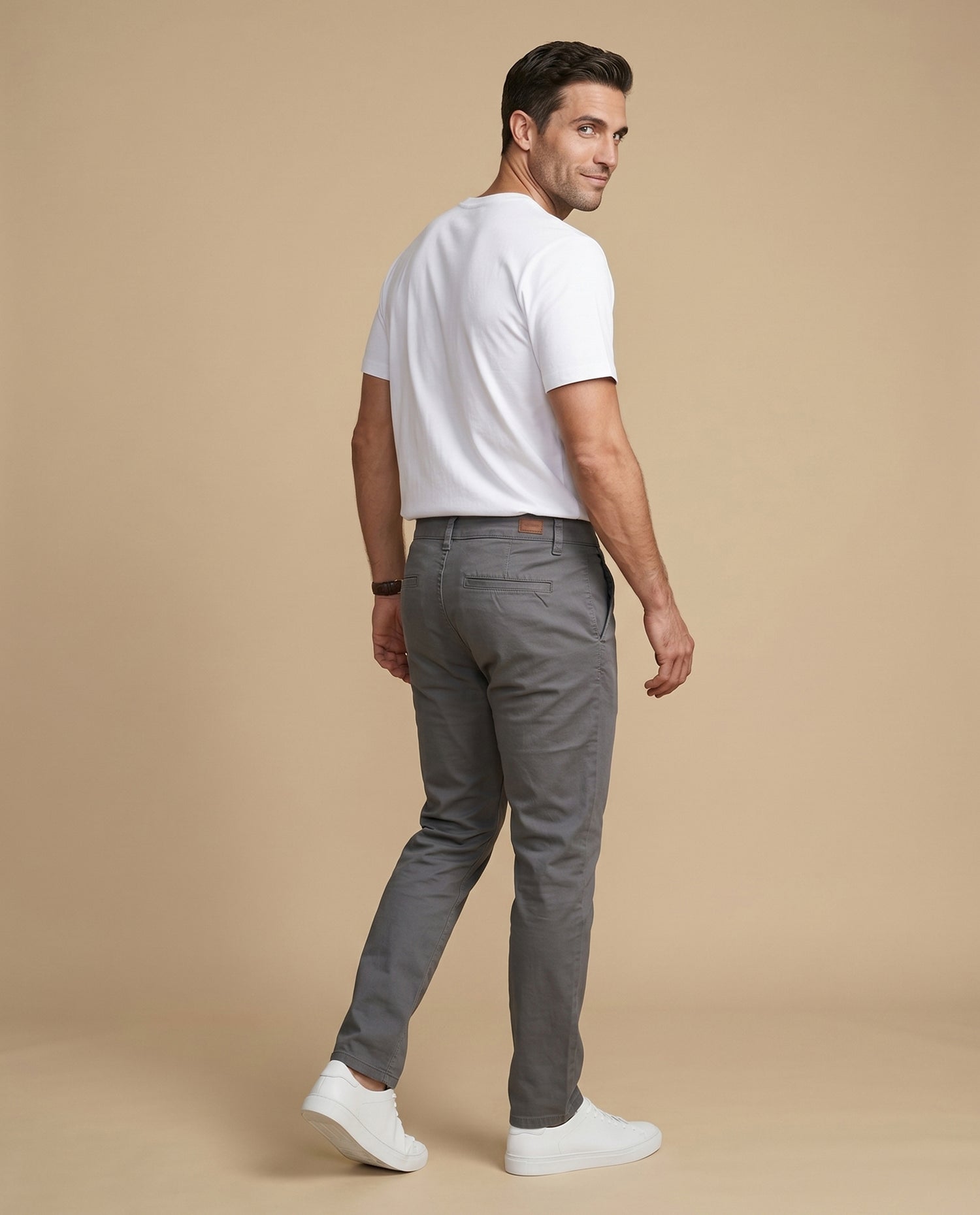 Pantalón slim algodón stretch - Gris