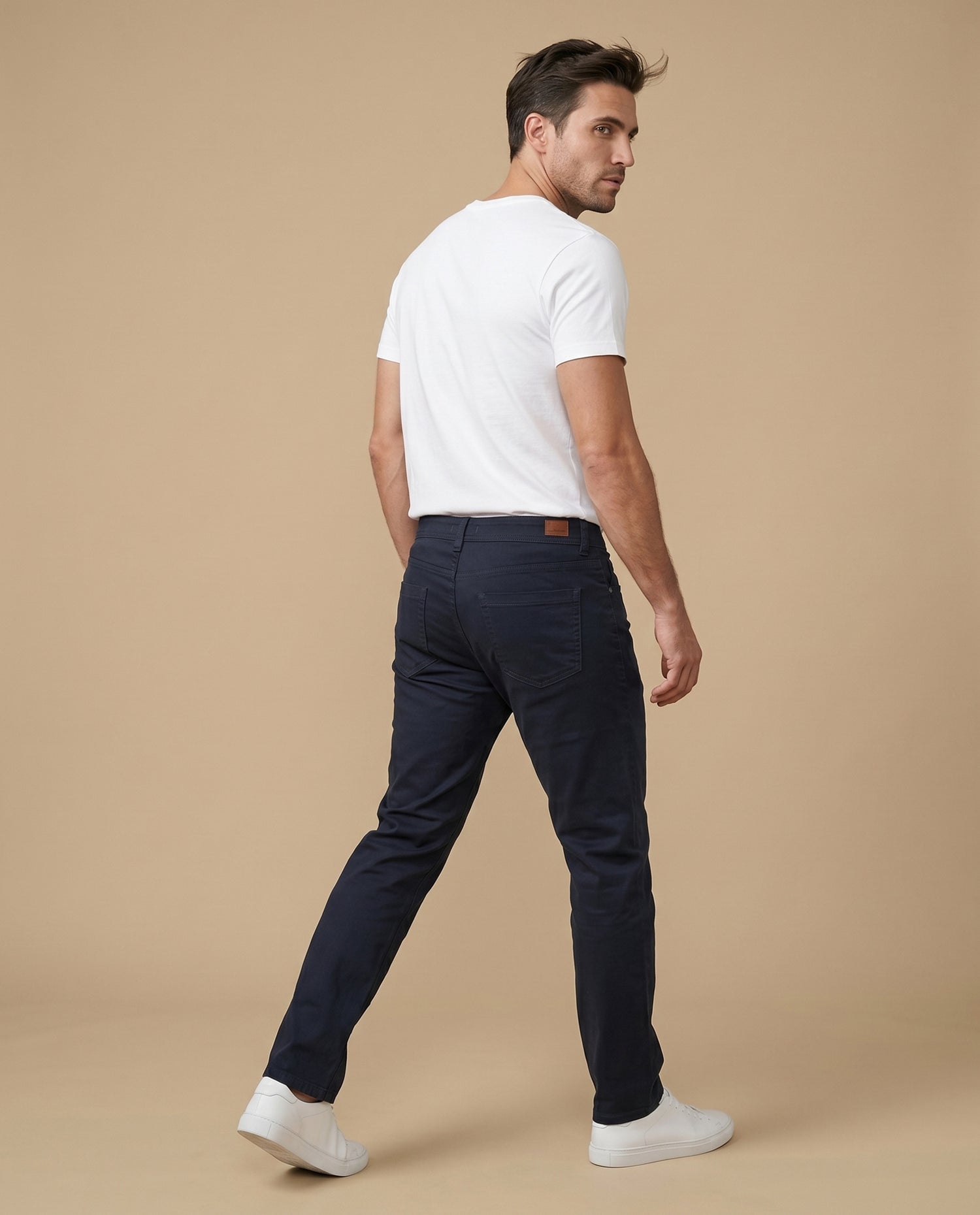 Pantalón slim algodón elastano - Azul