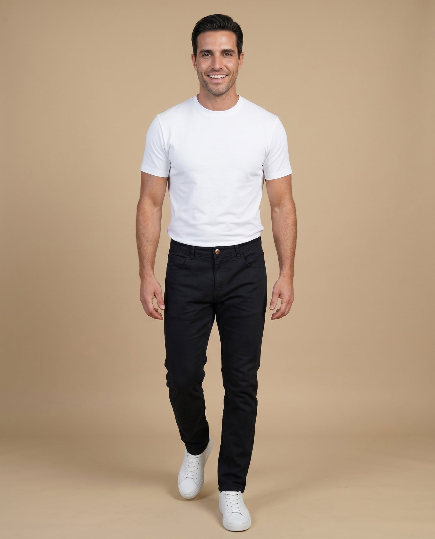Pantalón slim algodón elastano - Negro