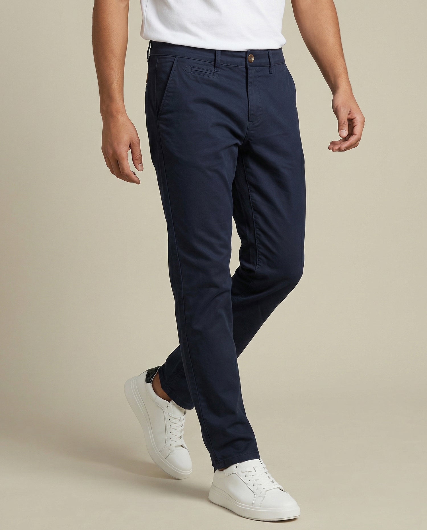 Pantalón chino corte recto tiro medio - Azul
