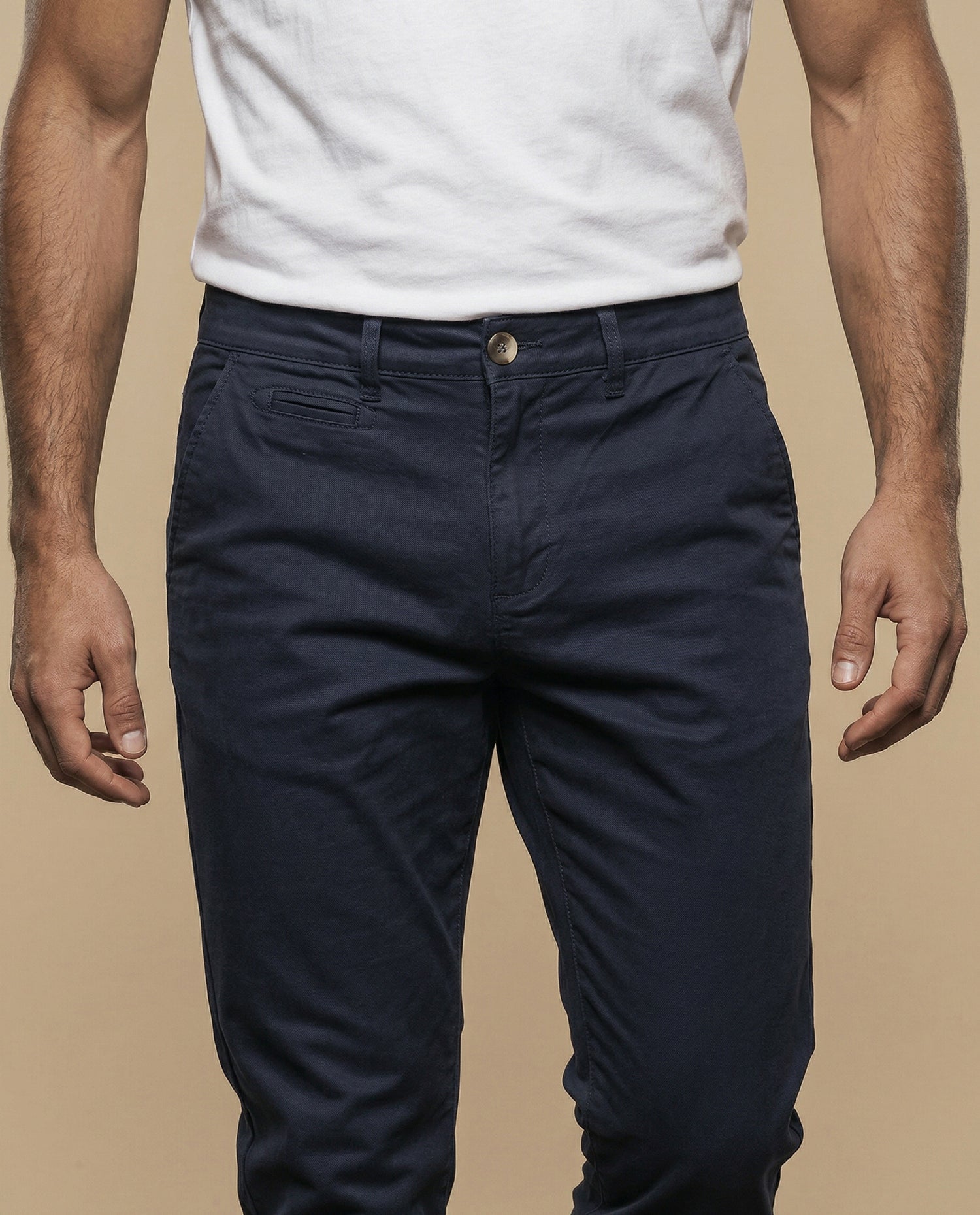 Pantalón chino corte recto tiro medio - Azul