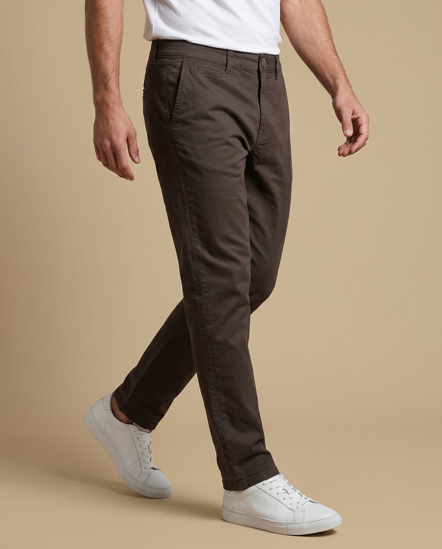 Pantalón slim fit recto hombre - Cafe