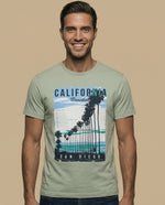 Camiseta estampada con gráfico de palmeras - Verde