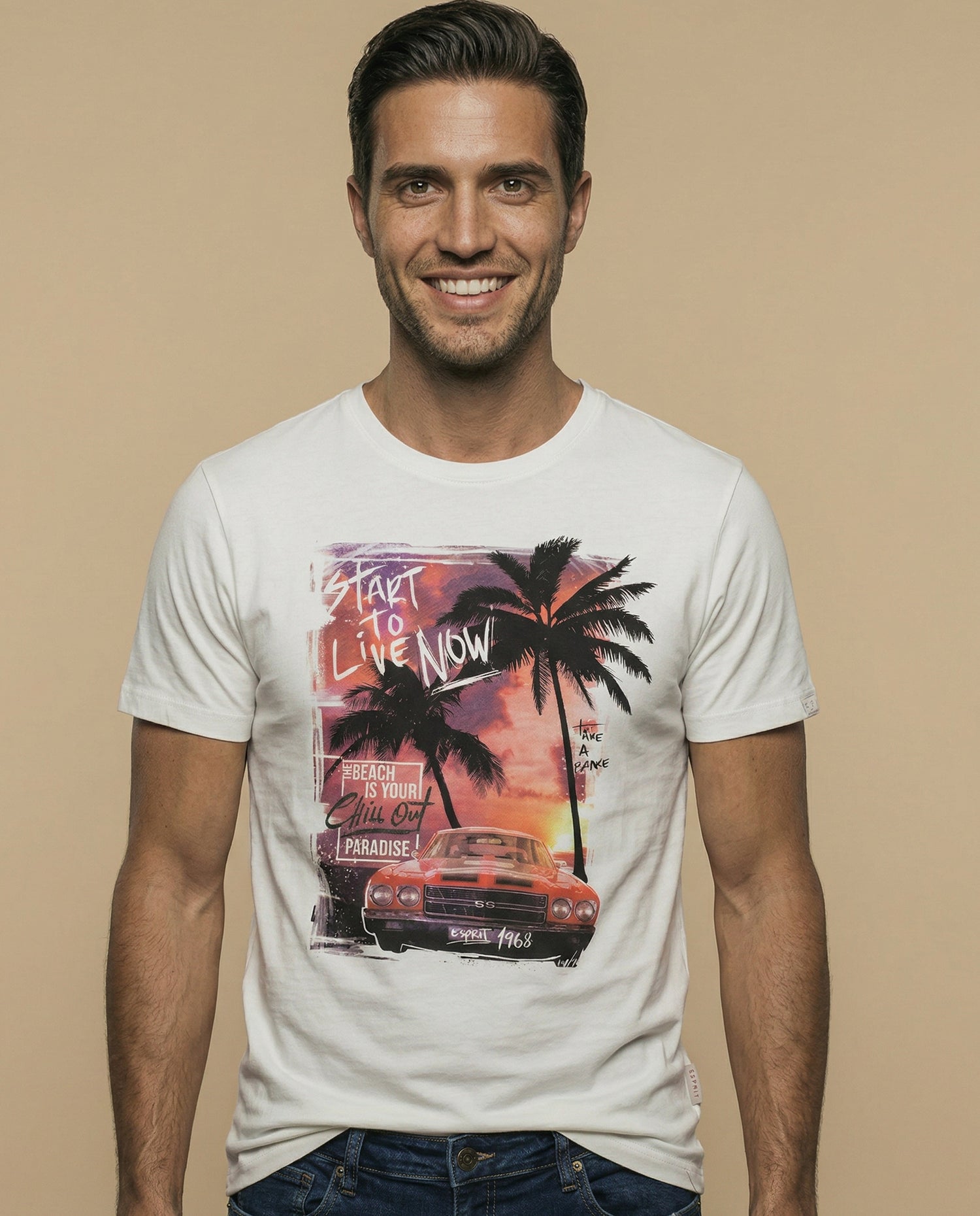 Camiseta básica manga corta fit regular - Crudo