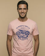 Camiseta estampada con motocicleta - Rosa