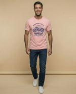 Camiseta estampada con motocicleta - Rosa