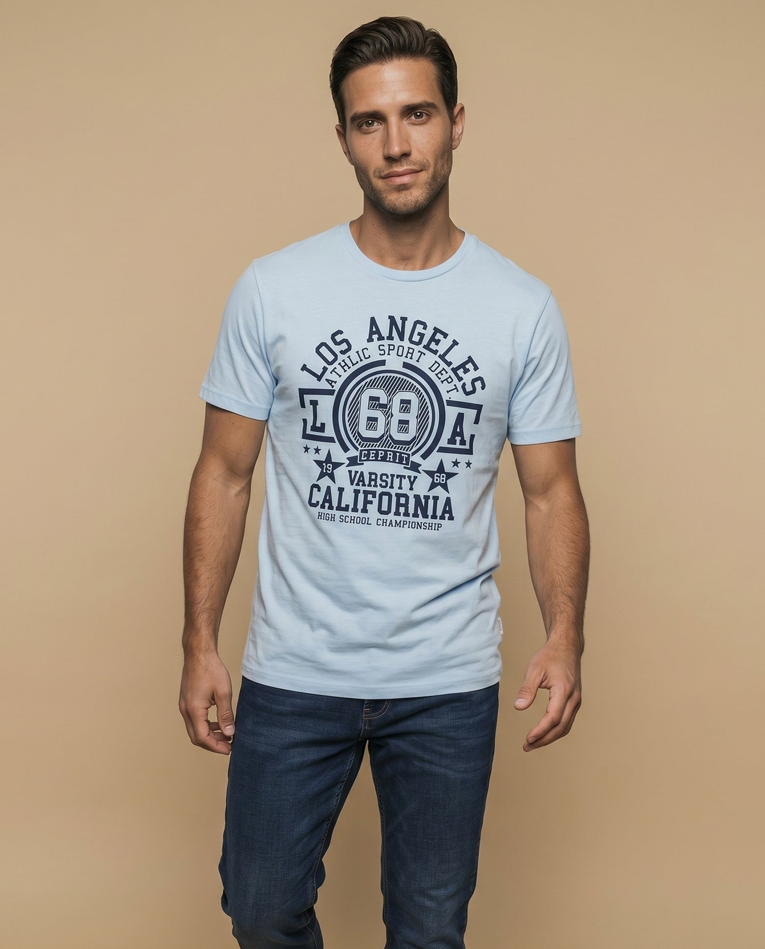 Camiseta básica de manga corta para mujer - Azul