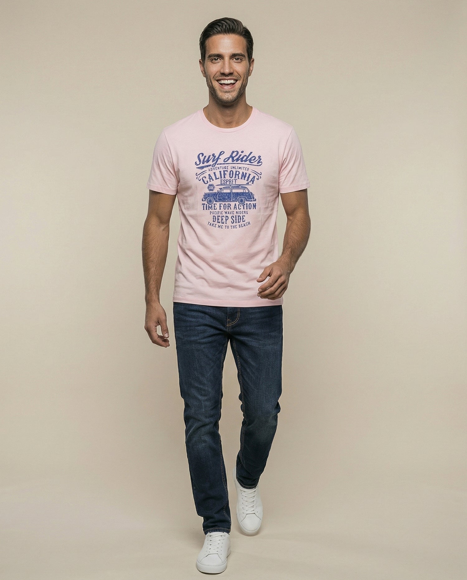 Camiseta estampada con gráfico frontal - Rosa