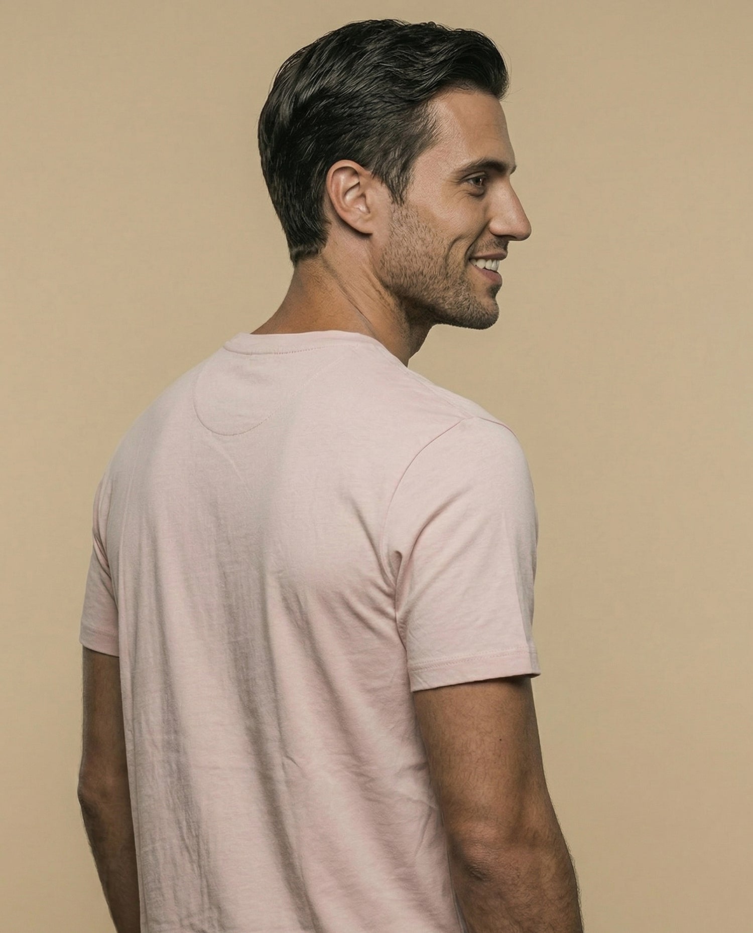 Camiseta con estampado gráfico cuello redondo - Rosa