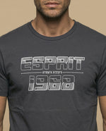 Camiseta con estampado gráfico en pecho - Gris