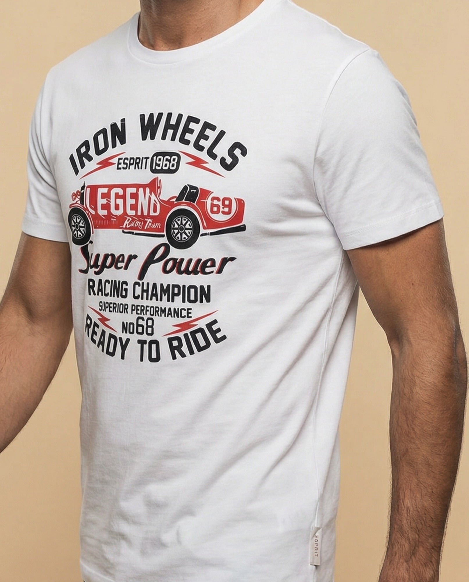 Camiseta manga corta con estampado racing Iron Wheels - Blanco 34_345E326_BLA114202_3
