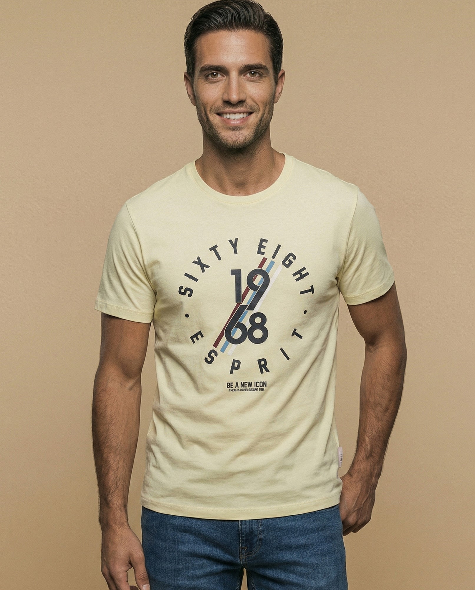 Camiseta manga corta con estampado gráfico circular para hombre - Amarillo 34_345F302_AMA120911_0