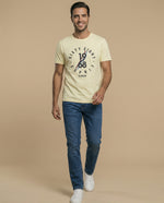 Camiseta manga corta con estampado gráfico circular para hombre - Amarillo