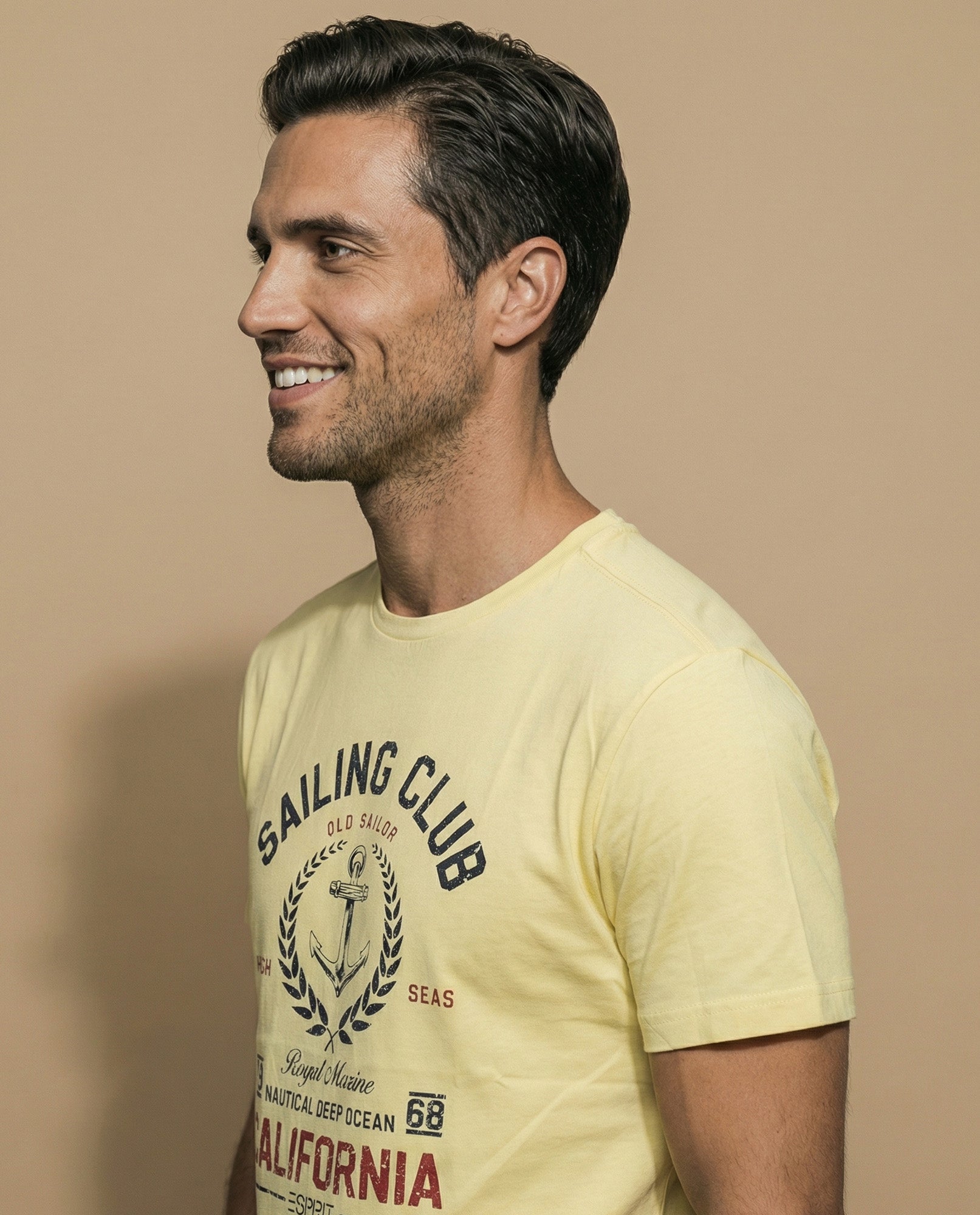 Camiseta manga corta con estampado náutico para hombre - Amarillo 34_345F308_AMA130935_0