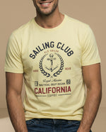 Camiseta manga corta con estampado náutico para hombre - Amarillo