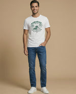 Camiseta manga corta con estampado tropical para hombre - Blanco