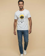 Camiseta manga corta con estampado tropical - Crudo