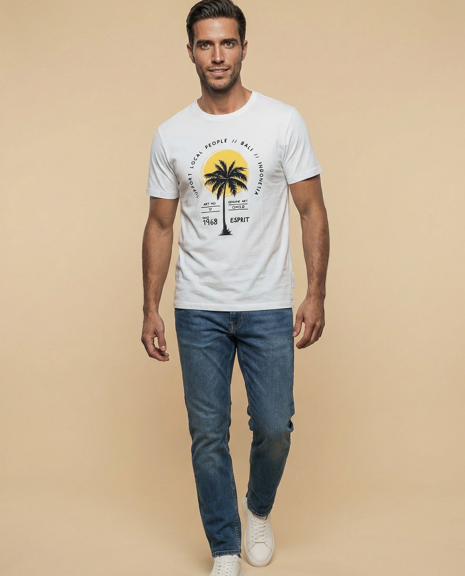 Camiseta manga corta con estampado tropical - Crudo 34_345F312_CRU110107_5